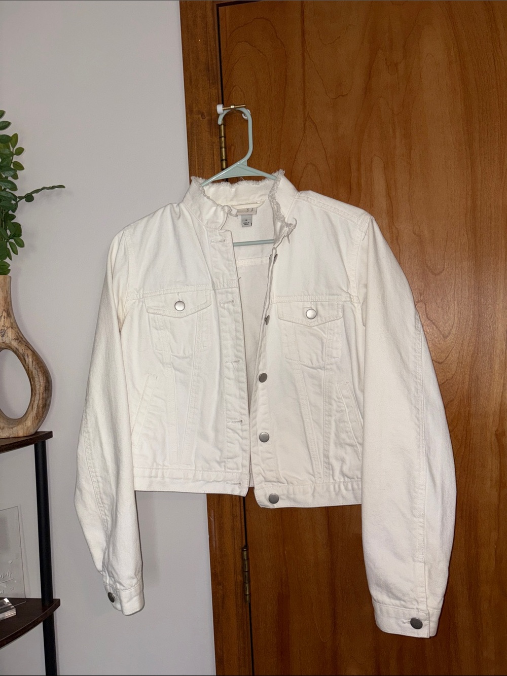 Classic White Denim Jacket - Cropped Women's Coat